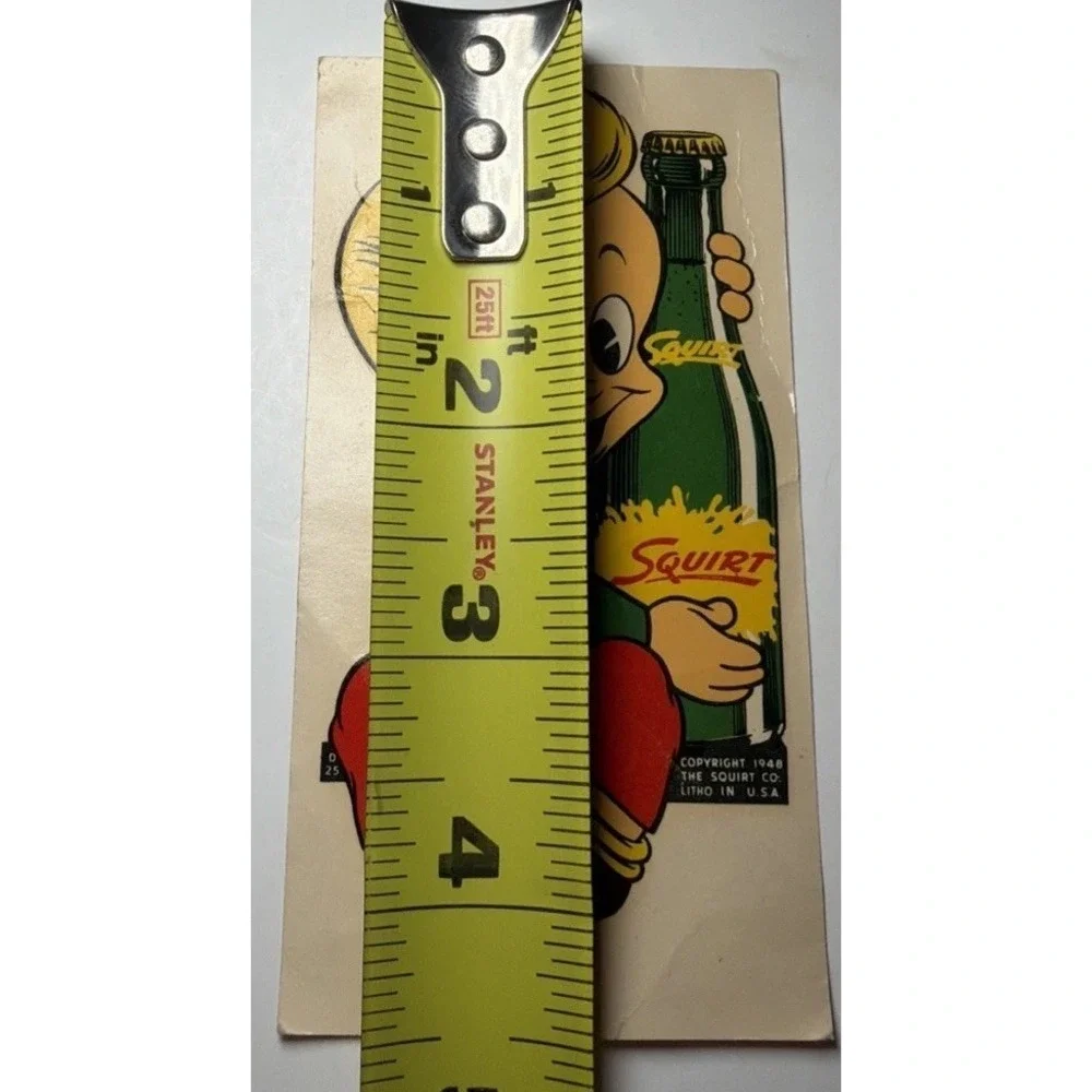 Original 1948 Drink SQUIRT Soda Pop Decal Sticker Window Glass Inside Outside